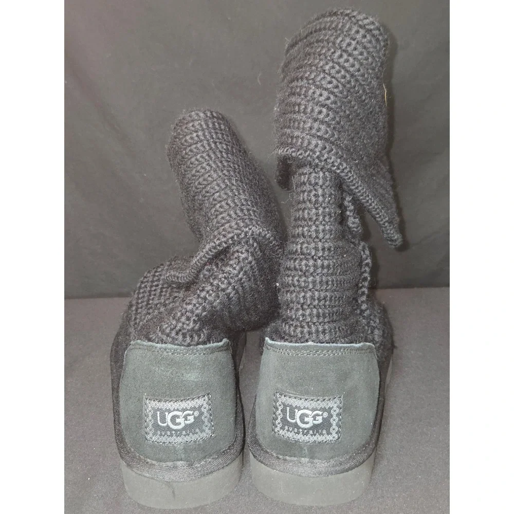 UGG Australia Bailey Button Triplet Knit Boots Black Women's Size‎ 6